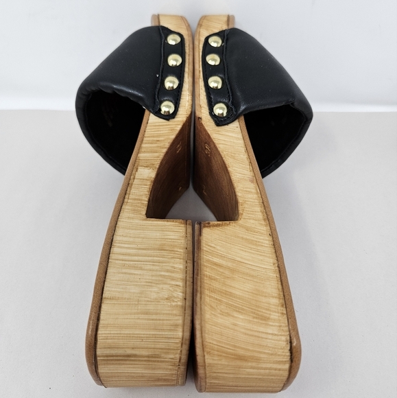 Steve Madden Womens Belong Slip On Thick Black Faux Leather Sandels Sz 39=8.5 - Picture 5 of 12